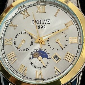 Brand New Multifunction Deblve 1898 Moon Phase Watch S/S Bracelet Manual Tool